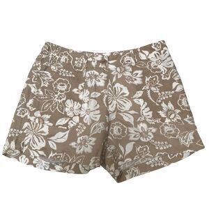 Jamaica Jazz floral Hawaiian linen blend tan shorts women’s 2